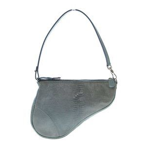Christian Dior Saddle Pouch Handbag Suede Gray